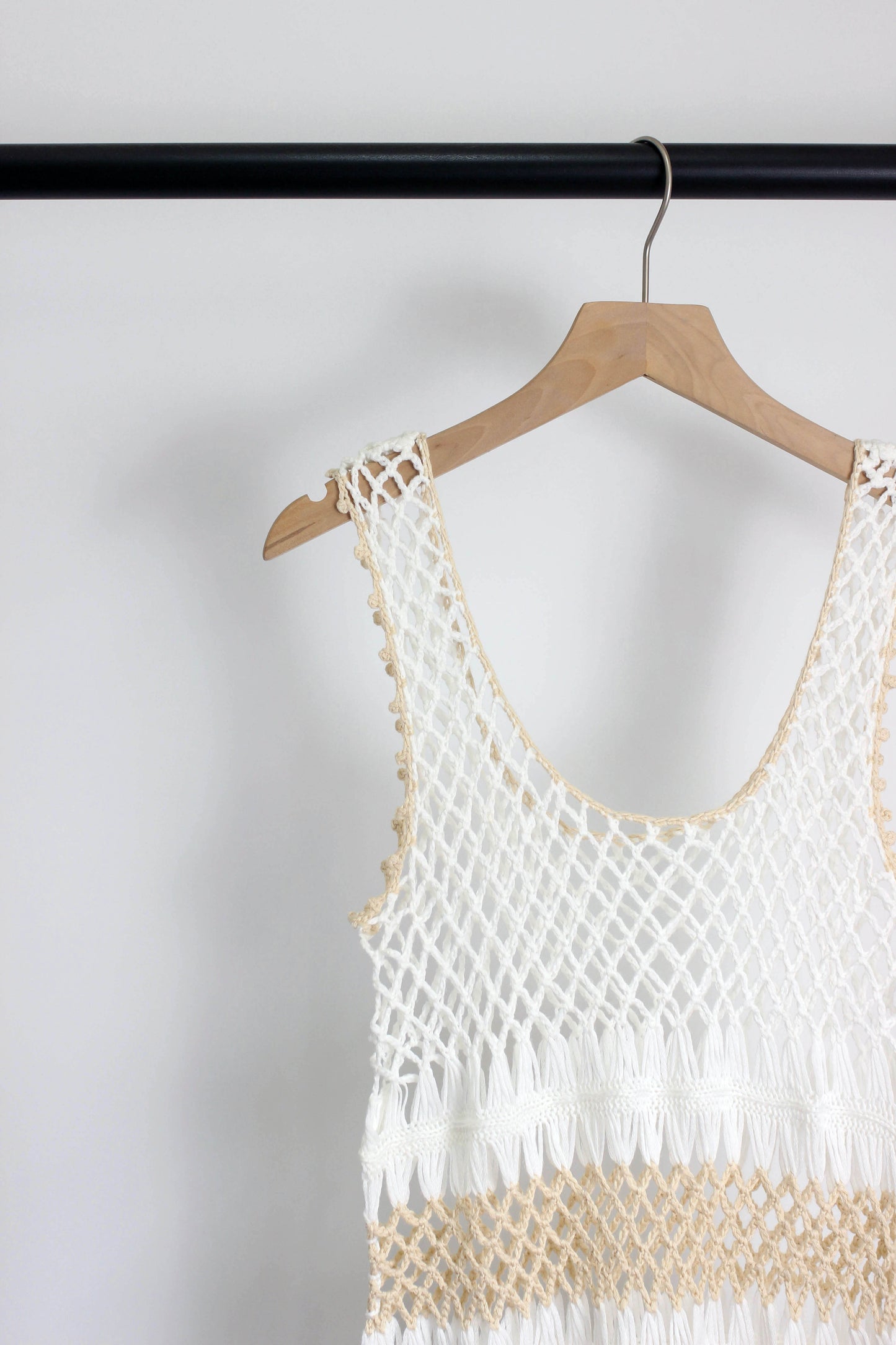 D2504MY28670 - Boho Striped Crochet Knit Cover-Up Dress