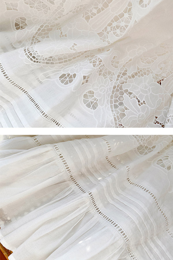 D2506ZNY59100 - Bohemian Embroidered White Cotton Sundress
