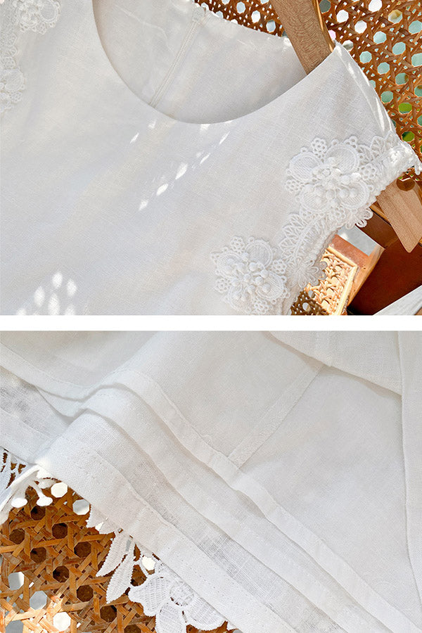 D2506ZNY73959 - Linen Blend Sleeveless Shift Dress