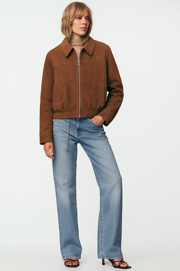 J2508KBZ01 - Unisex Polyester Suede Zip-Up Jacket