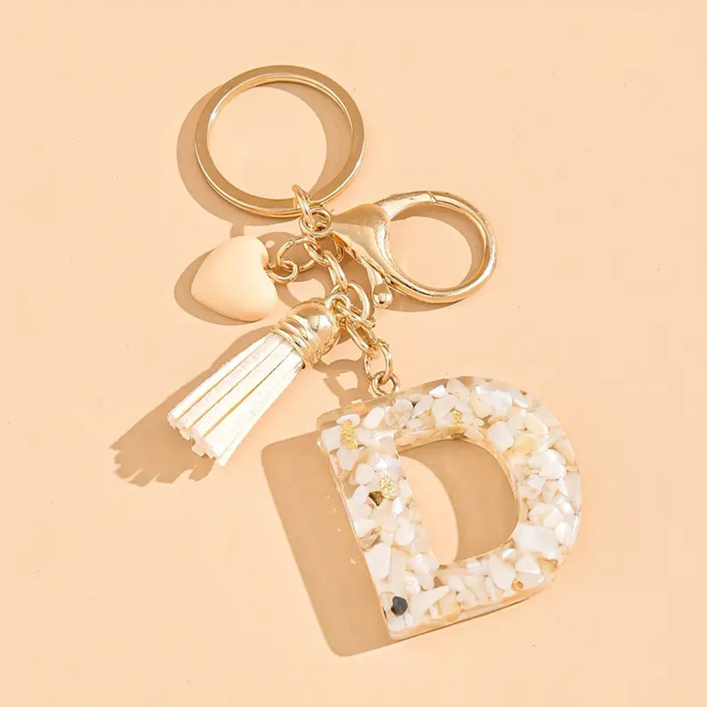 A2507HY24437 - Resin Letter Keychain with Tassel ¨C Personalized Monogram Charm