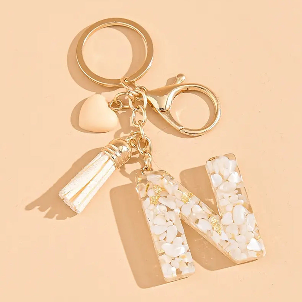 A2507HY24437 - Resin Letter Keychain with Tassel ¨C Personalized Monogram Charm