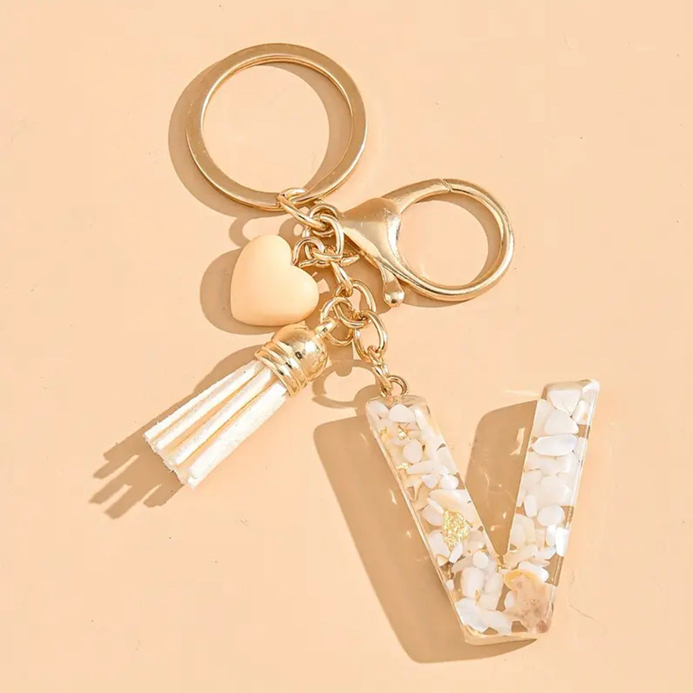 A2507HY24437 - Resin Letter Keychain with Tassel ¨C Personalized Monogram Charm