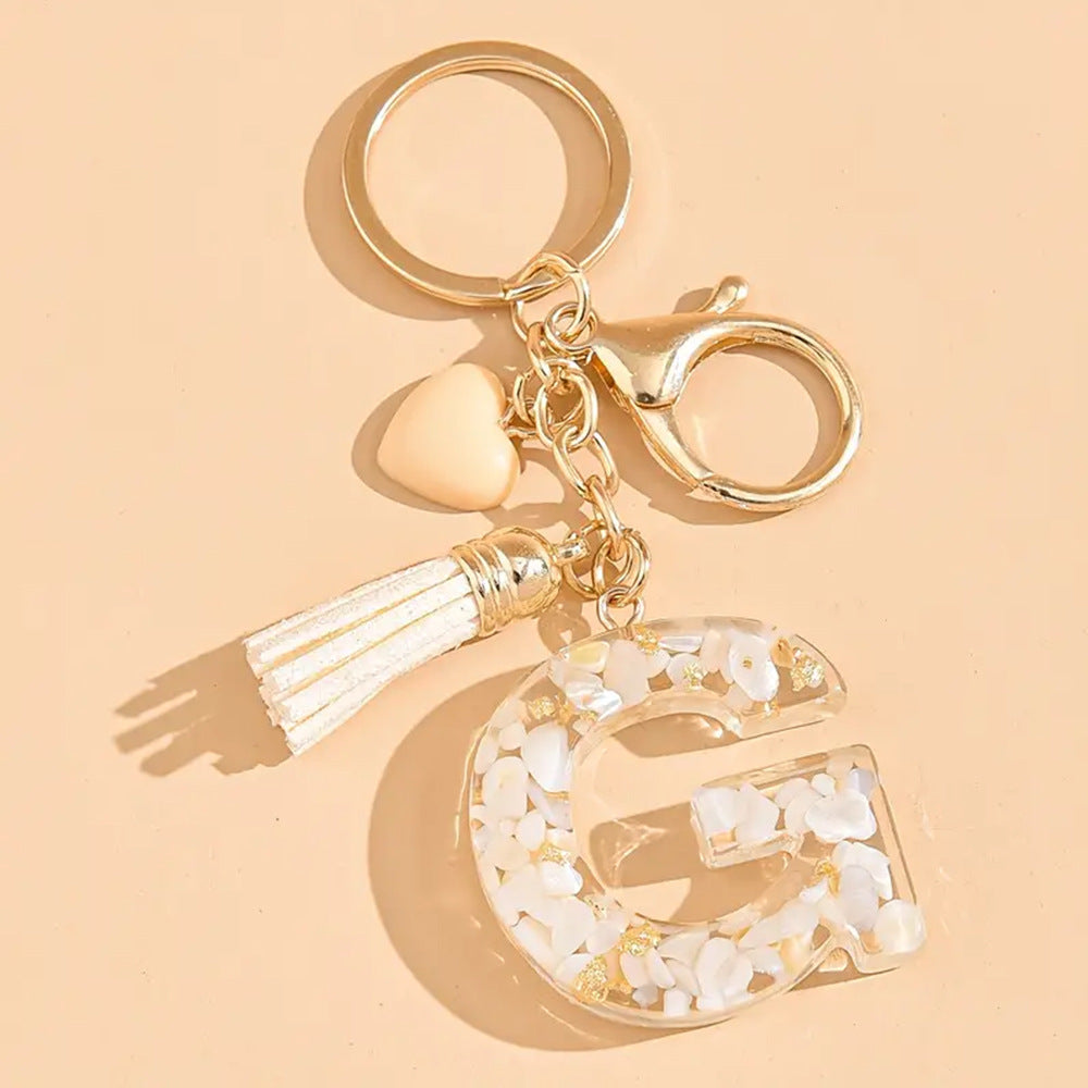 A2507HY24437 - Resin Letter Keychain with Tassel ¨C Personalized Monogram Charm