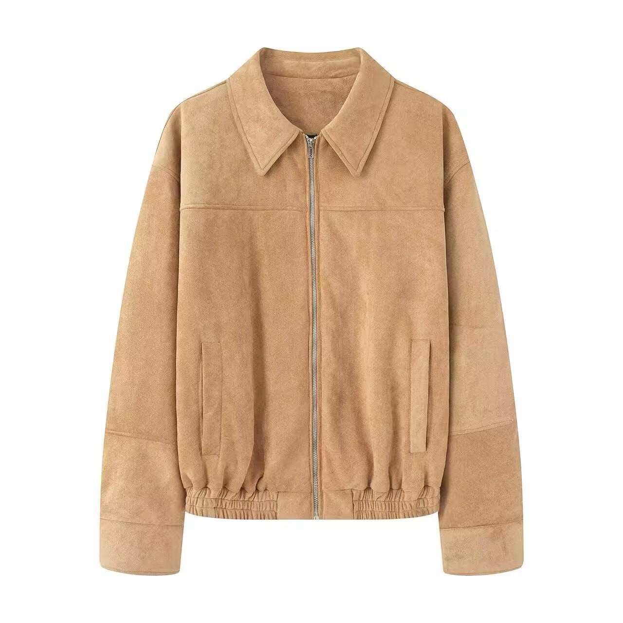 J2508KBZ01 - Unisex Polyester Suede Zip-Up Jacket