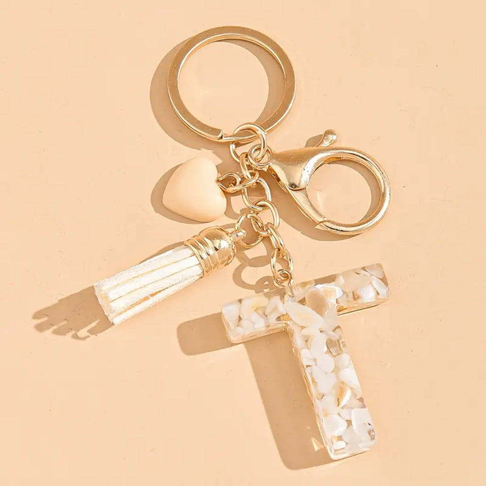 A2507HY24437 - Resin Letter Keychain with Tassel ¨C Personalized Monogram Charm