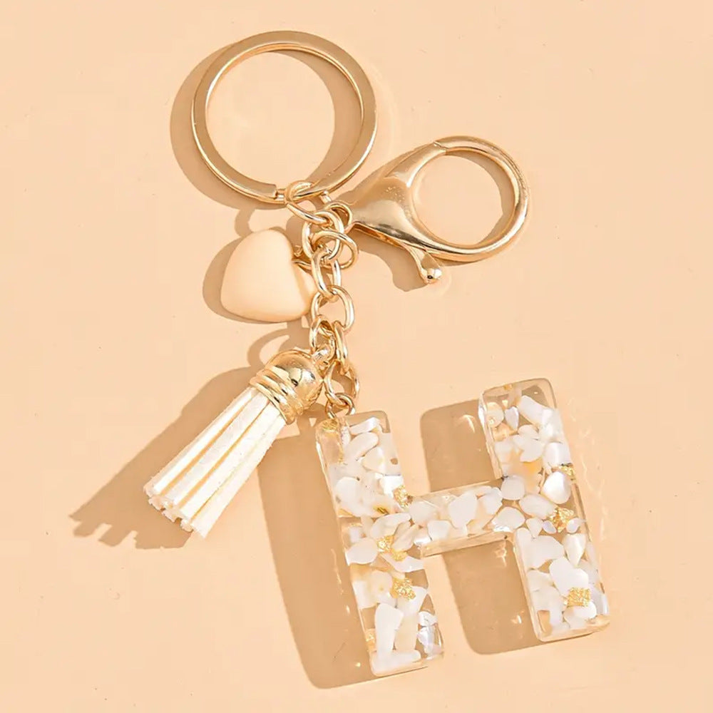 A2507HY24437 - Resin Letter Keychain with Tassel ¨C Personalized Monogram Charm