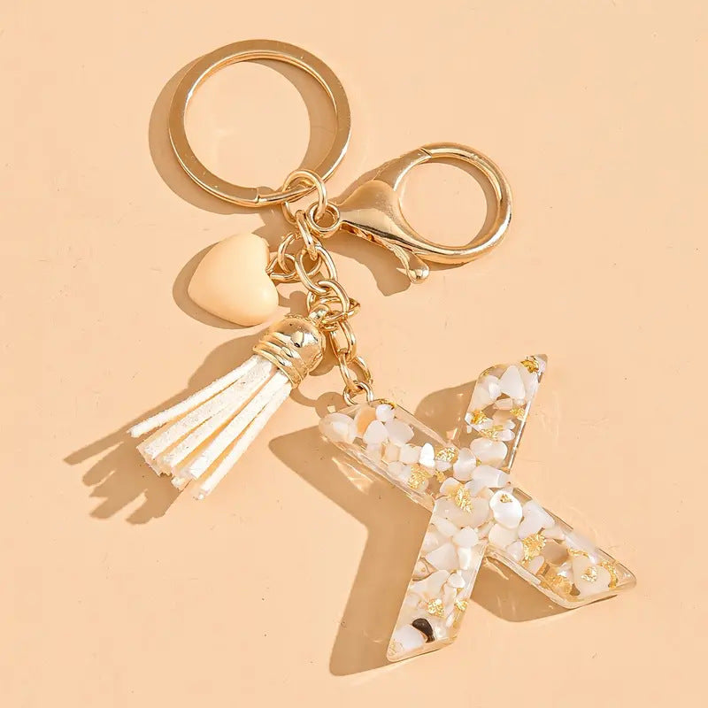 A2507HY24437 - Resin Letter Keychain with Tassel ¨C Personalized Monogram Charm