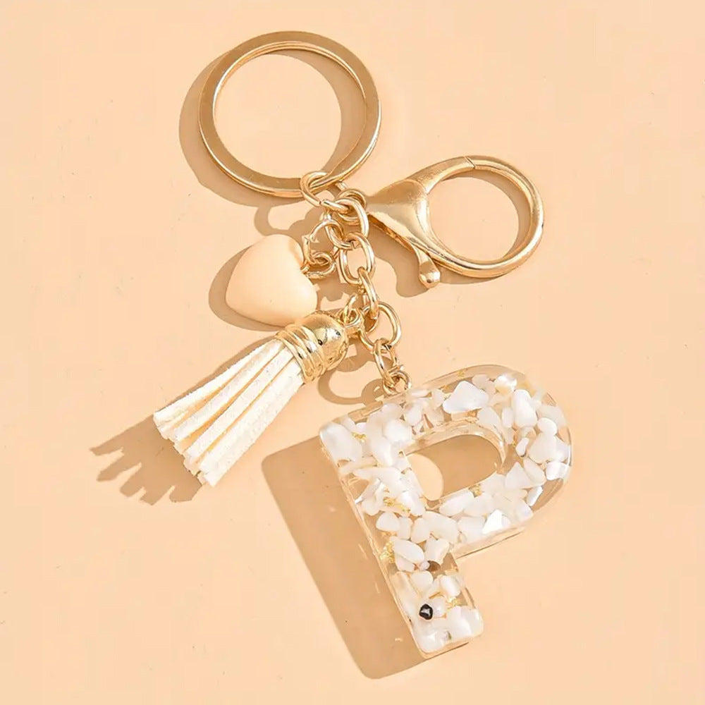 A2507HY24437 - Resin Letter Keychain with Tassel ¨C Personalized Monogram Charm