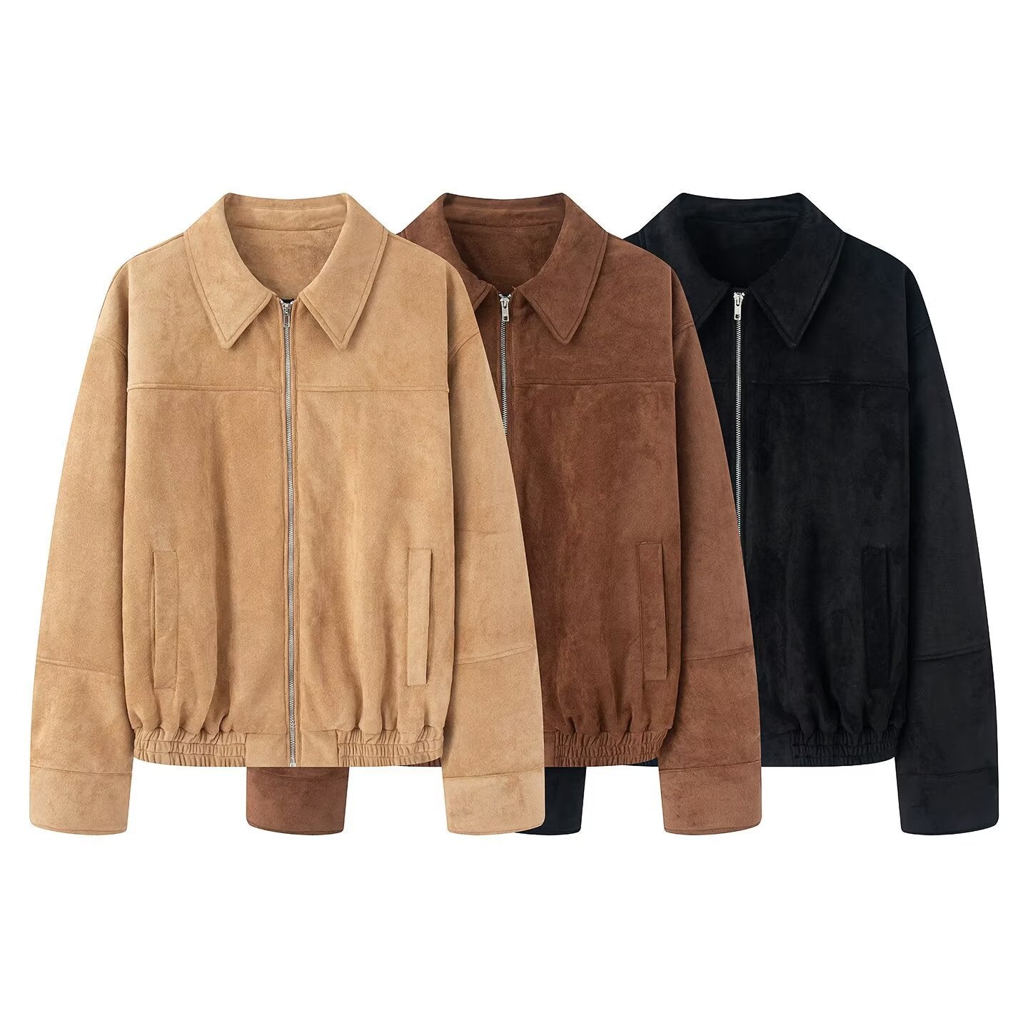J2508KBZ01 - Unisex Polyester Suede Zip-Up Jacket