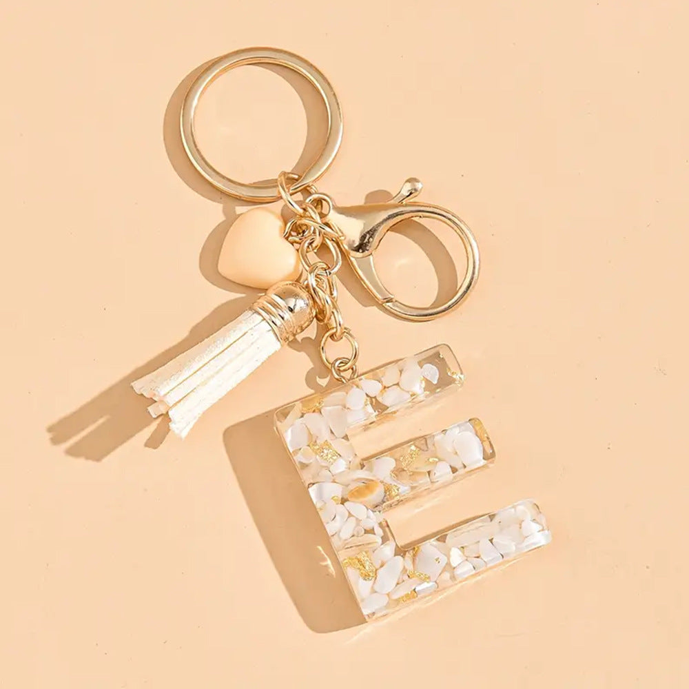 A2507HY24437 - Resin Letter Keychain with Tassel ¨C Personalized Monogram Charm