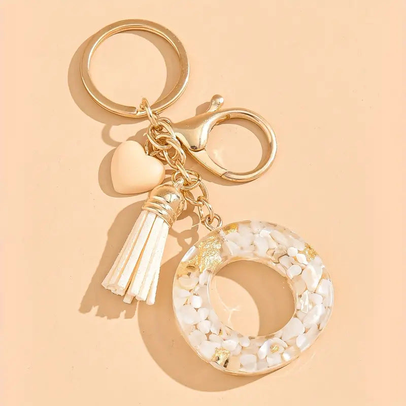 A2507HY24437 - Resin Letter Keychain with Tassel ¨C Personalized Monogram Charm