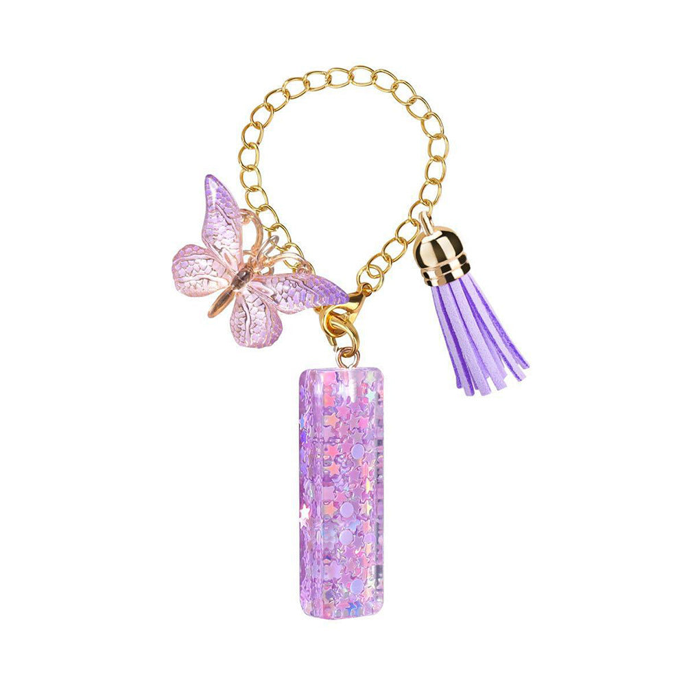 A2507HY68144 - Glitter Resin Letter Keychain ¨C Butterfly & Tassel Bag Charm