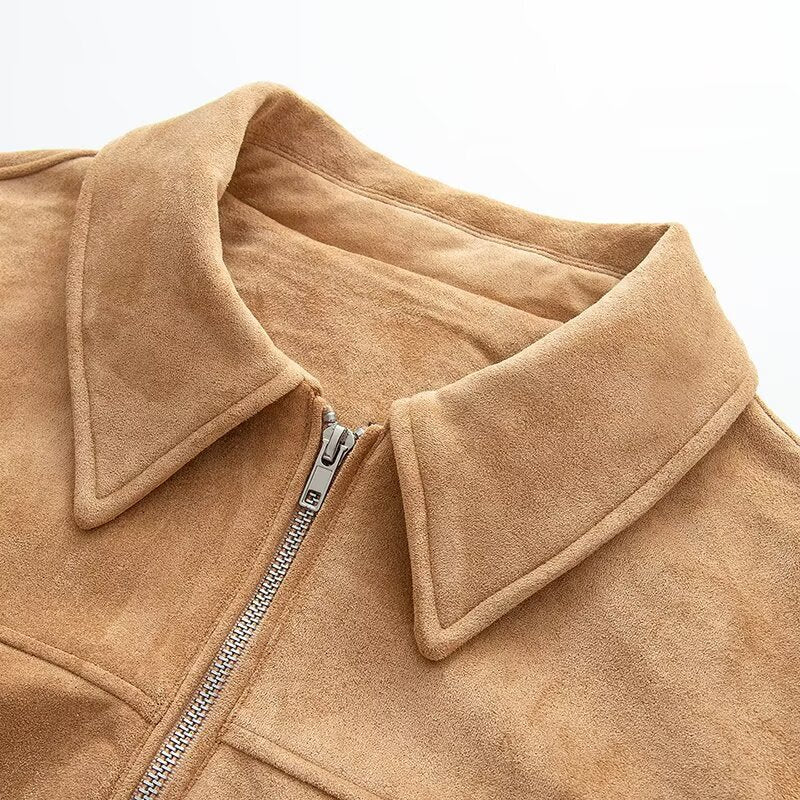 J2508KBZ01 - Unisex Polyester Suede Zip-Up Jacket