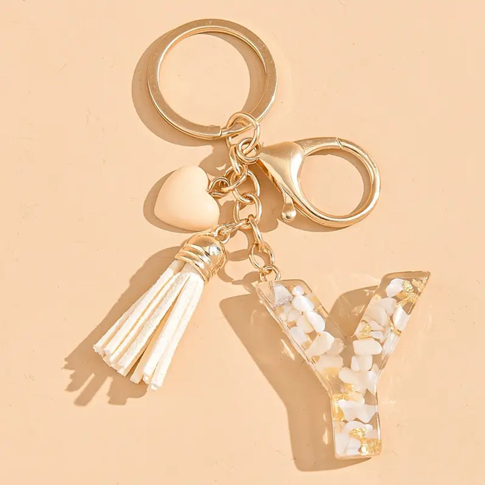 A2507HY24437 - Resin Letter Keychain with Tassel ¨C Personalized Monogram Charm