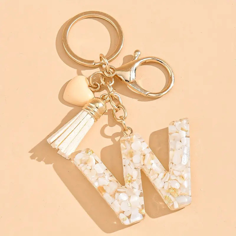 A2507HY24437 - Resin Letter Keychain with Tassel ¨C Personalized Monogram Charm
