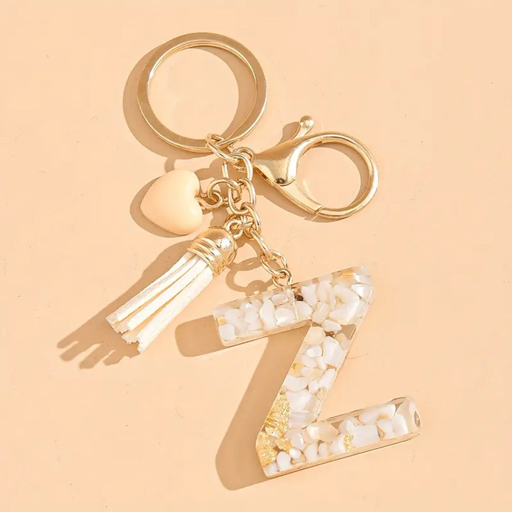 A2507HY24437 - Resin Letter Keychain with Tassel ¨C Personalized Monogram Charm