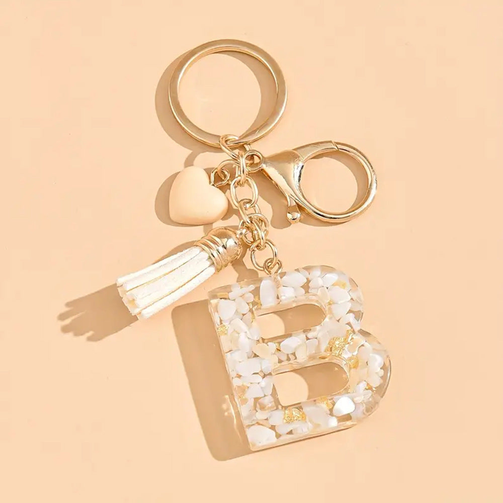A2507HY24437 - Resin Letter Keychain with Tassel ¨C Personalized Monogram Charm