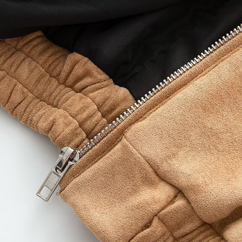 J2508KBZ01 - Unisex Polyester Suede Zip-Up Jacket