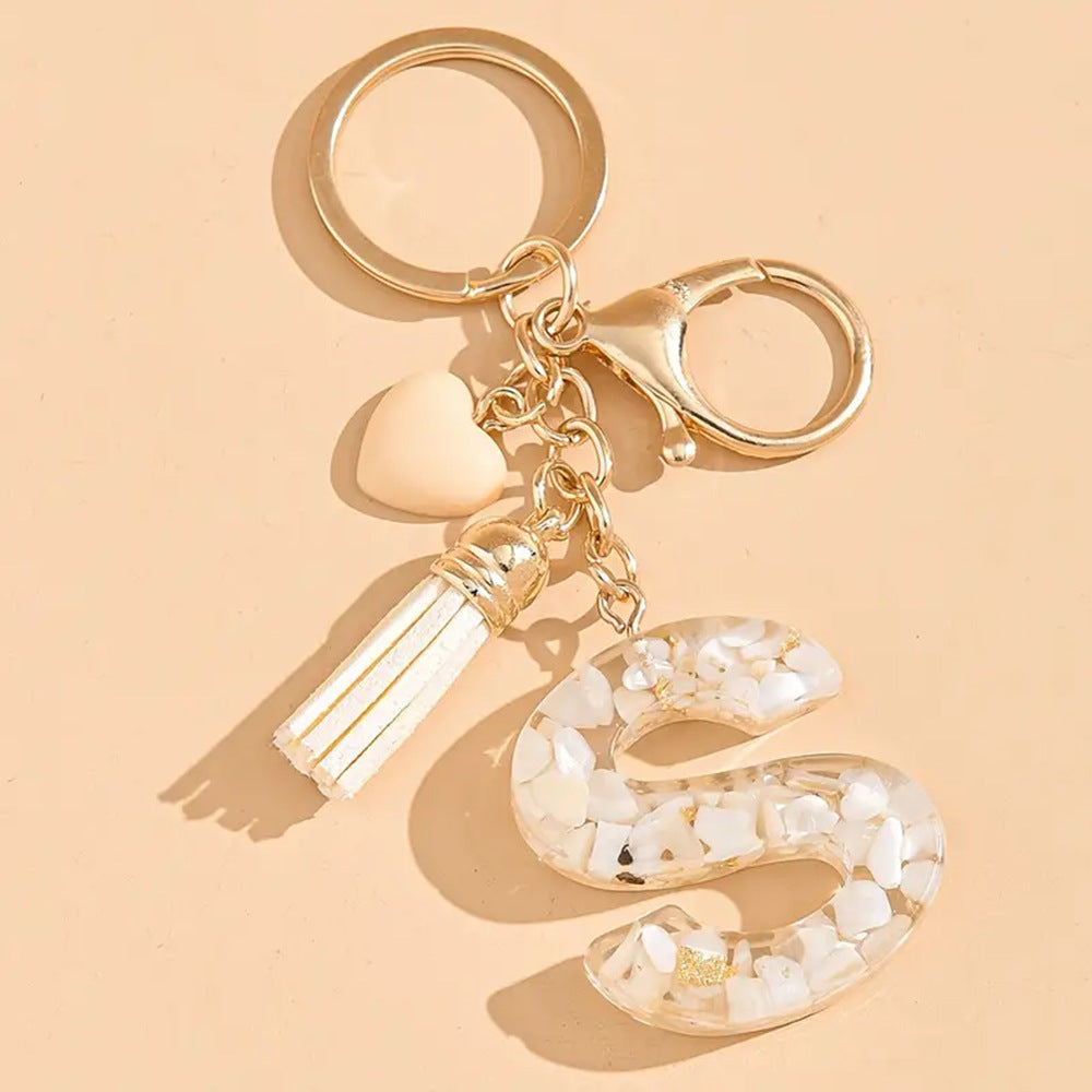 A2507HY24437 - Resin Letter Keychain with Tassel ¨C Personalized Monogram Charm