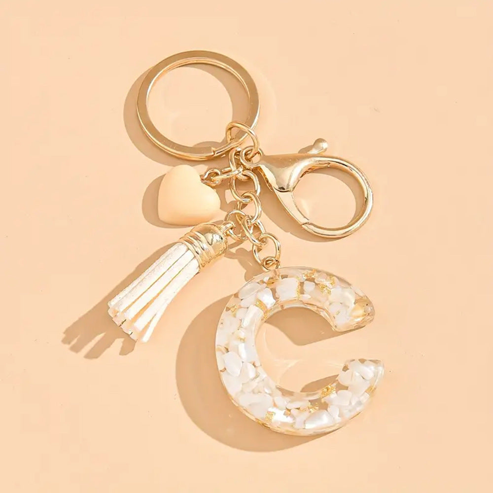 A2507HY24437 - Resin Letter Keychain with Tassel ¨C Personalized Monogram Charm