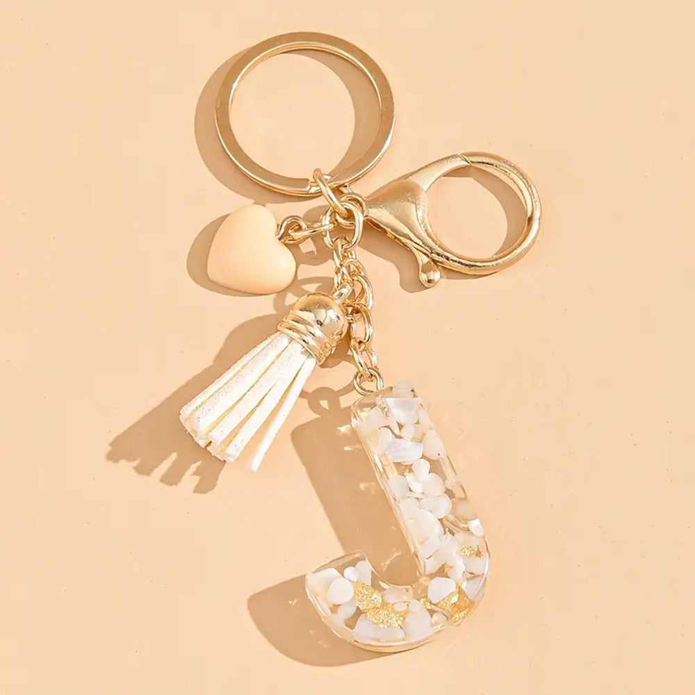 A2507HY24437 - Resin Letter Keychain with Tassel ¨C Personalized Monogram Charm