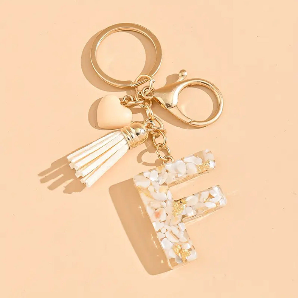A2507HY24437 - Resin Letter Keychain with Tassel ¨C Personalized Monogram Charm