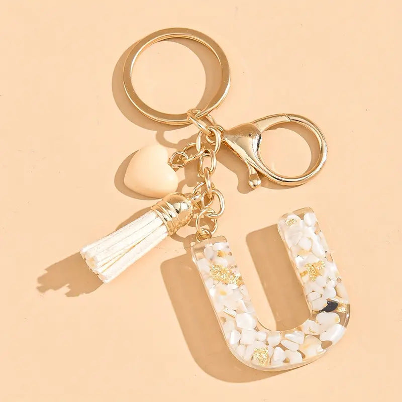 A2507HY24437 - Resin Letter Keychain with Tassel ¨C Personalized Monogram Charm