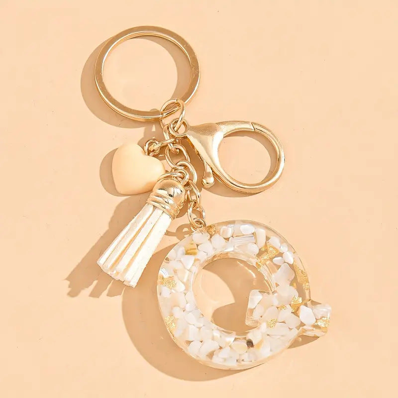 A2507HY24437 - Resin Letter Keychain with Tassel ¨C Personalized Monogram Charm