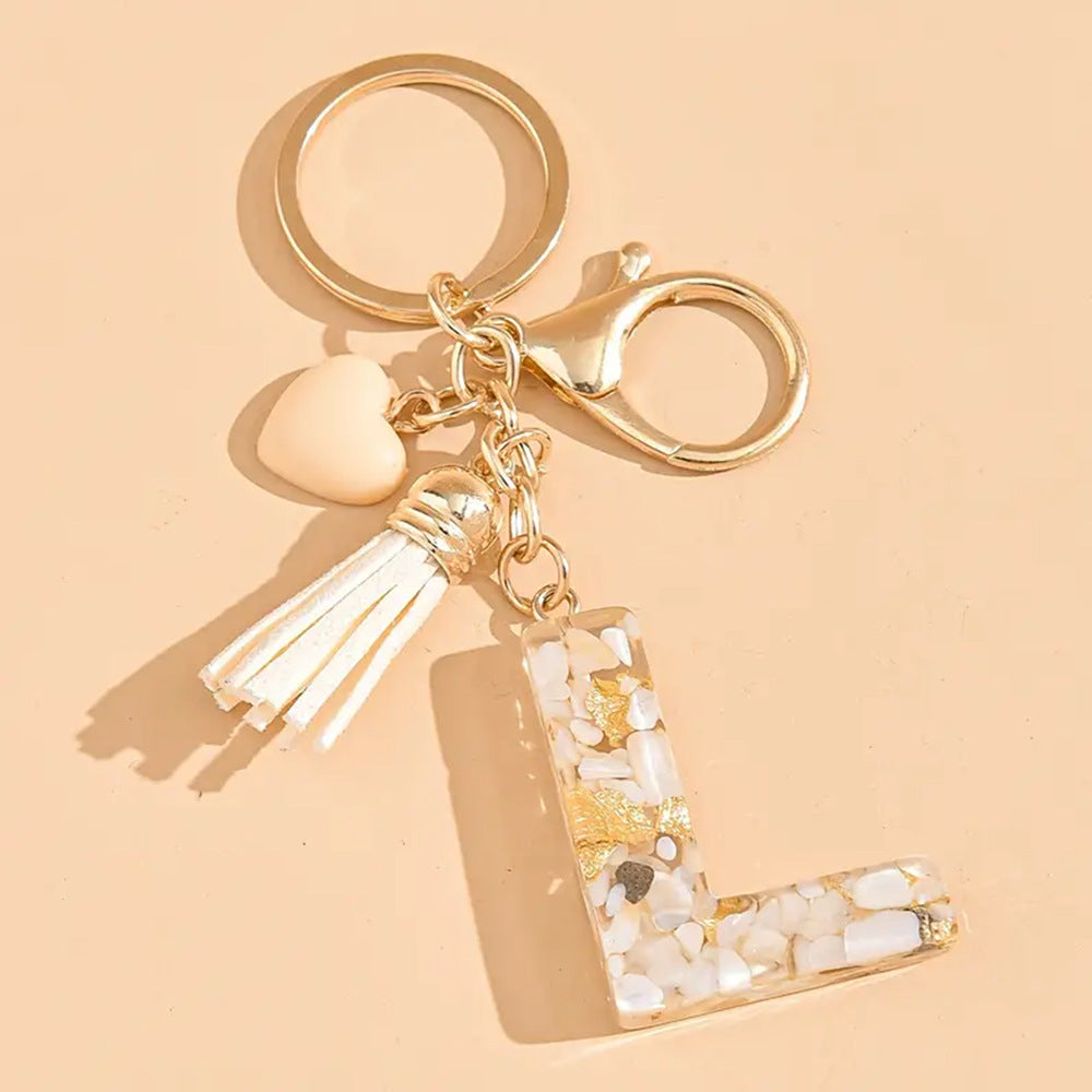 A2507HY24437 - Resin Letter Keychain with Tassel ¨C Personalized Monogram Charm