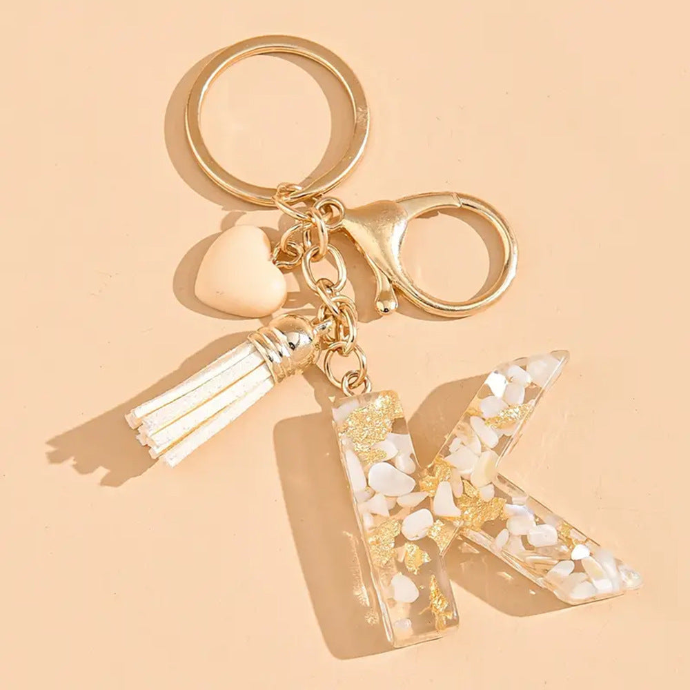 A2507HY24437 - Resin Letter Keychain with Tassel ¨C Personalized Monogram Charm