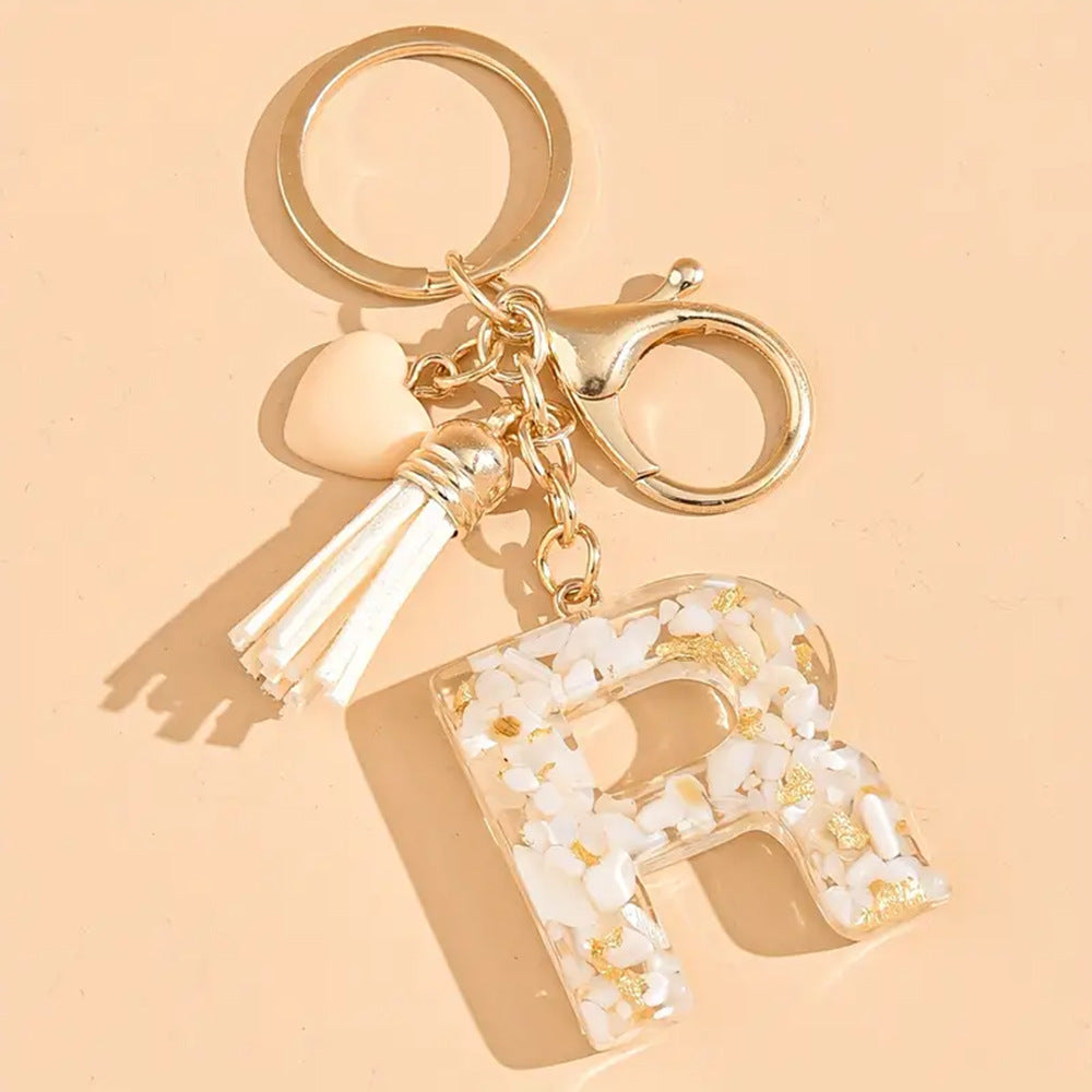 A2507HY24437 - Resin Letter Keychain with Tassel ¨C Personalized Monogram Charm