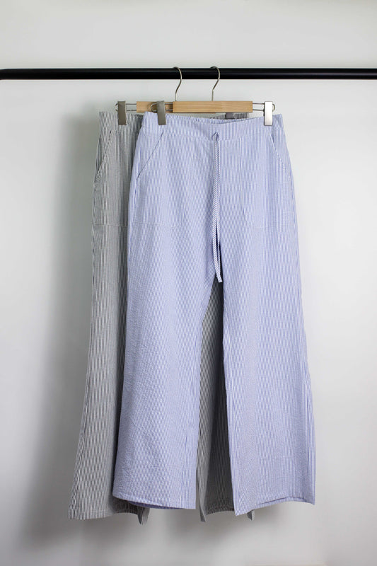 P2502TF39339 - Striped Wide-Leg Drawstring Pants