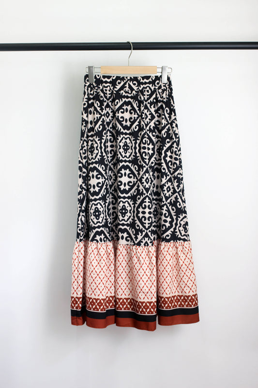 S2408YR31223 - Bohemian Print Maxi Skirt