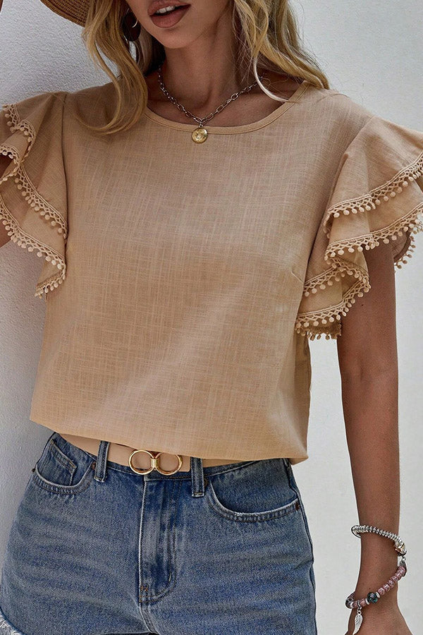 T2402AX27393 - BLOOM SEASON LACE TRIM TOP