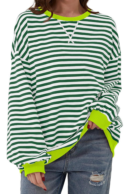 T2406ASJP15385 - OVER SIZE STRIPE SWEETSHIRT