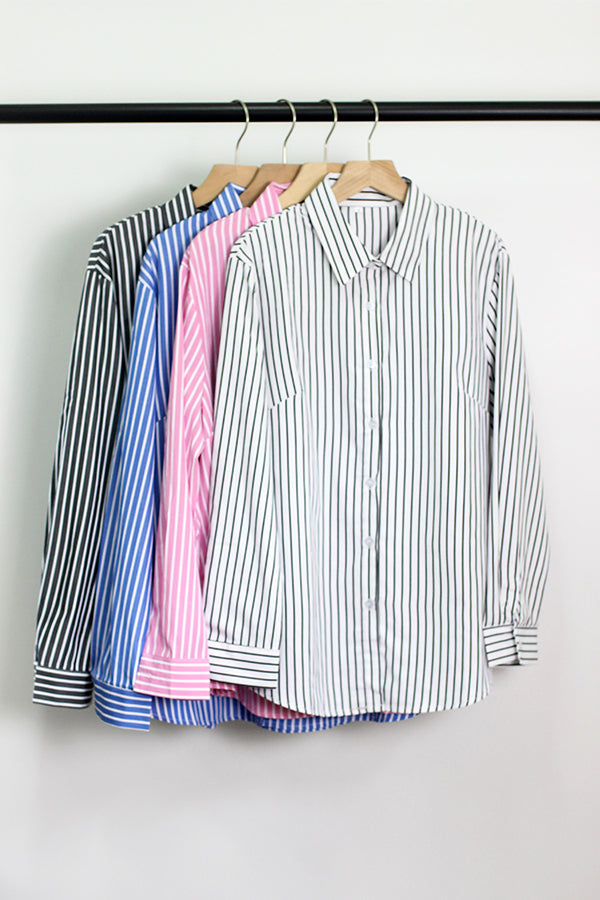 T2406ASJP53055 - CLASSIC STRIPE LONG SLEEVE BLOUSE