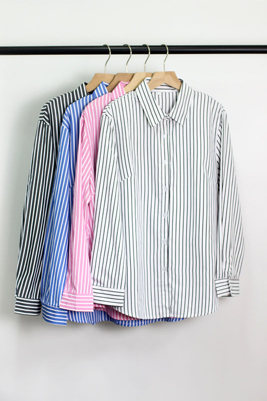 T2406ASJP53055 - CLASSIC STRIPE LONG SLEEVE BLOUSE