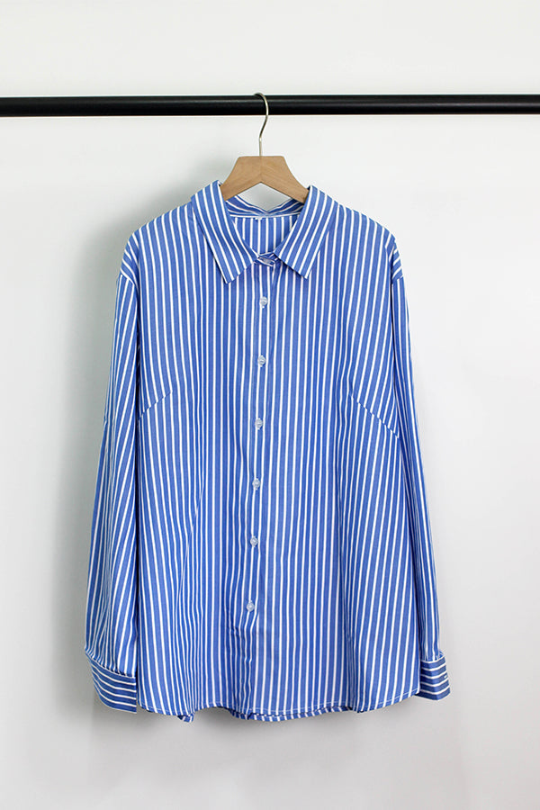 T2406ASJP53055 - CLASSIC STRIPE LONG SLEEVE BLOUSE