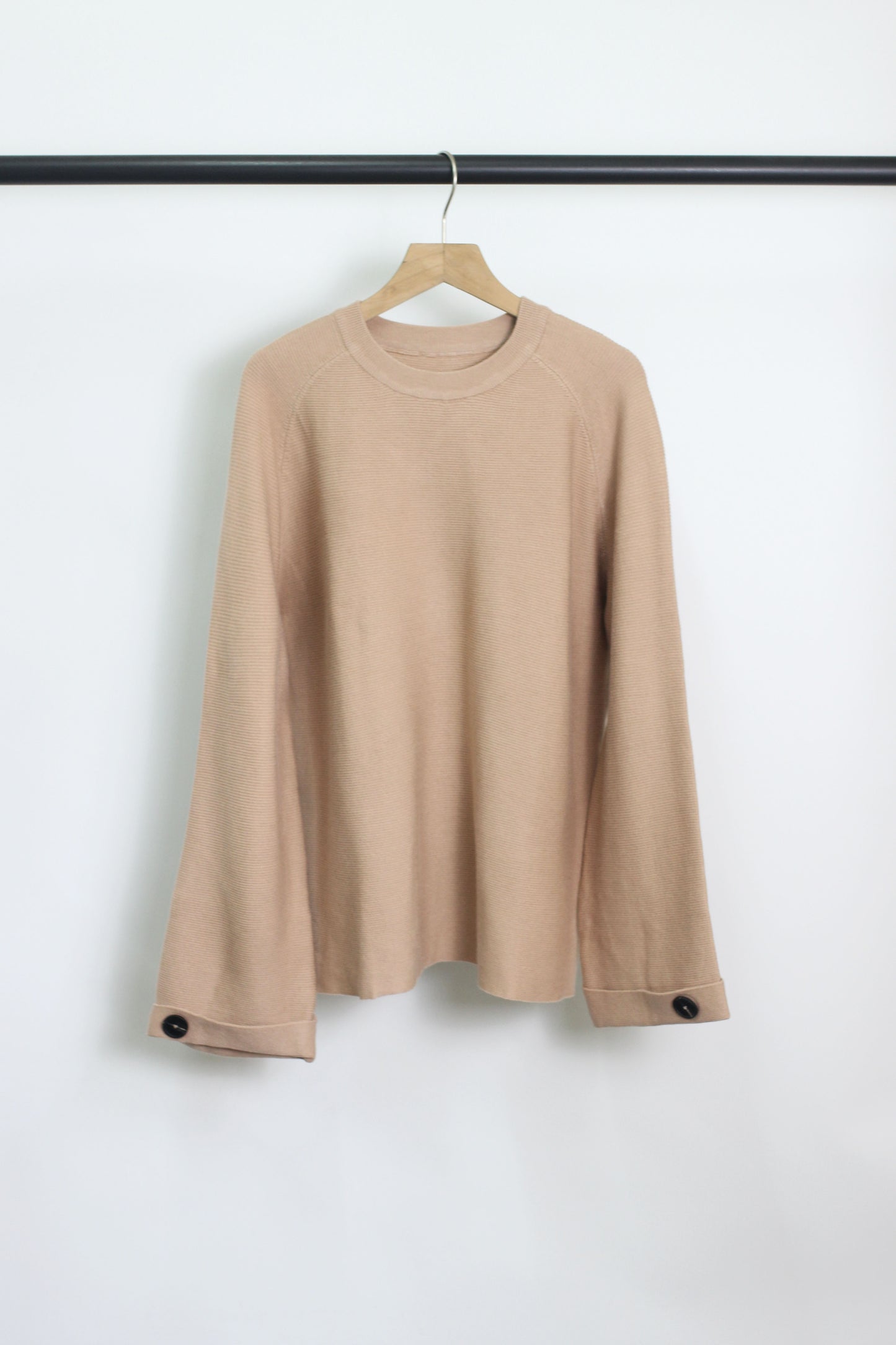 T2408MD20061 - Ribbed Knit Button Cuff Pullover