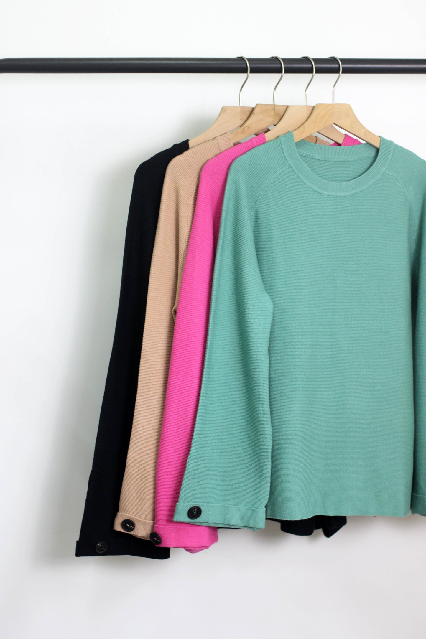 T2408MD20061 - Ribbed Knit Button Cuff Pullover