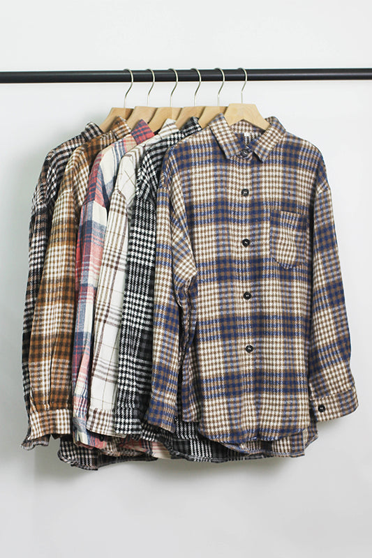 T2408MD84047 - Plaid Flannel Button-Up Shirt