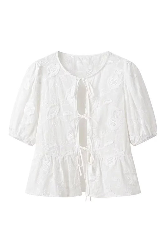 T2411BOB94651 - Embroidered Floral Lace Blouse