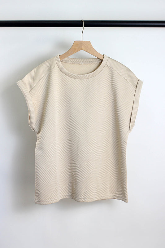 T2412FBS49026 - Textured Sleeveless Crew Neck Top