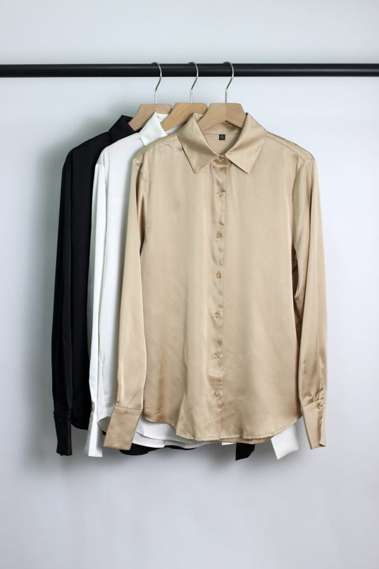 T2412FDT83365 - Classic Satin Long-Sleeve Blouse