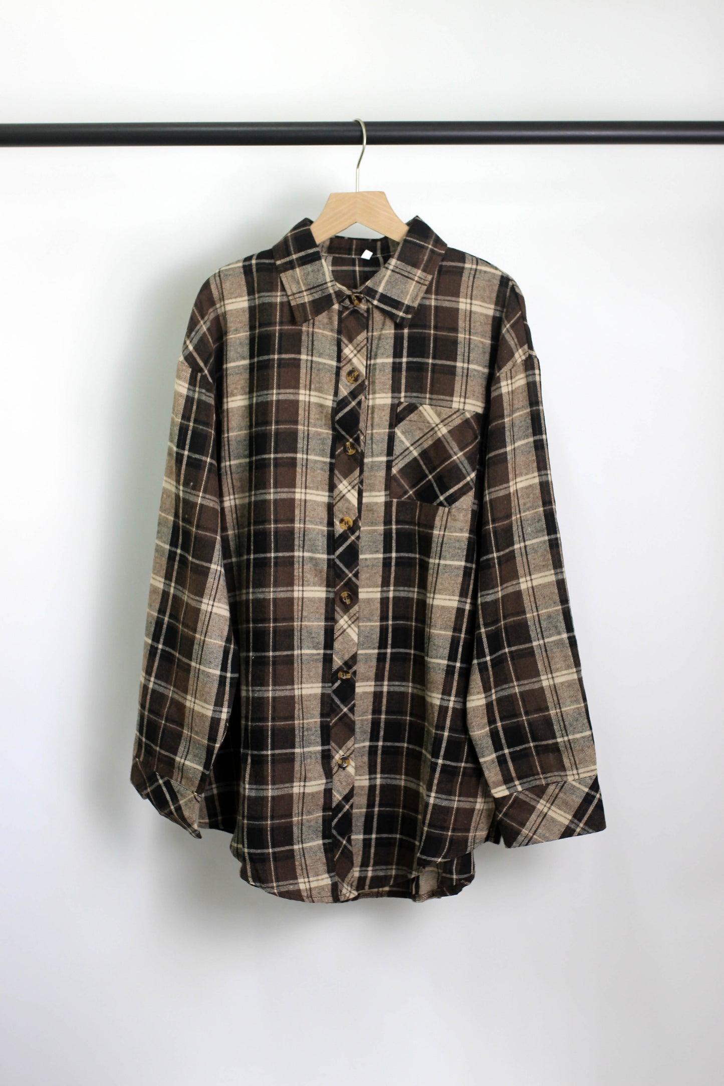 T2412MD53254 - Oversized Plaid Flannel Shirt