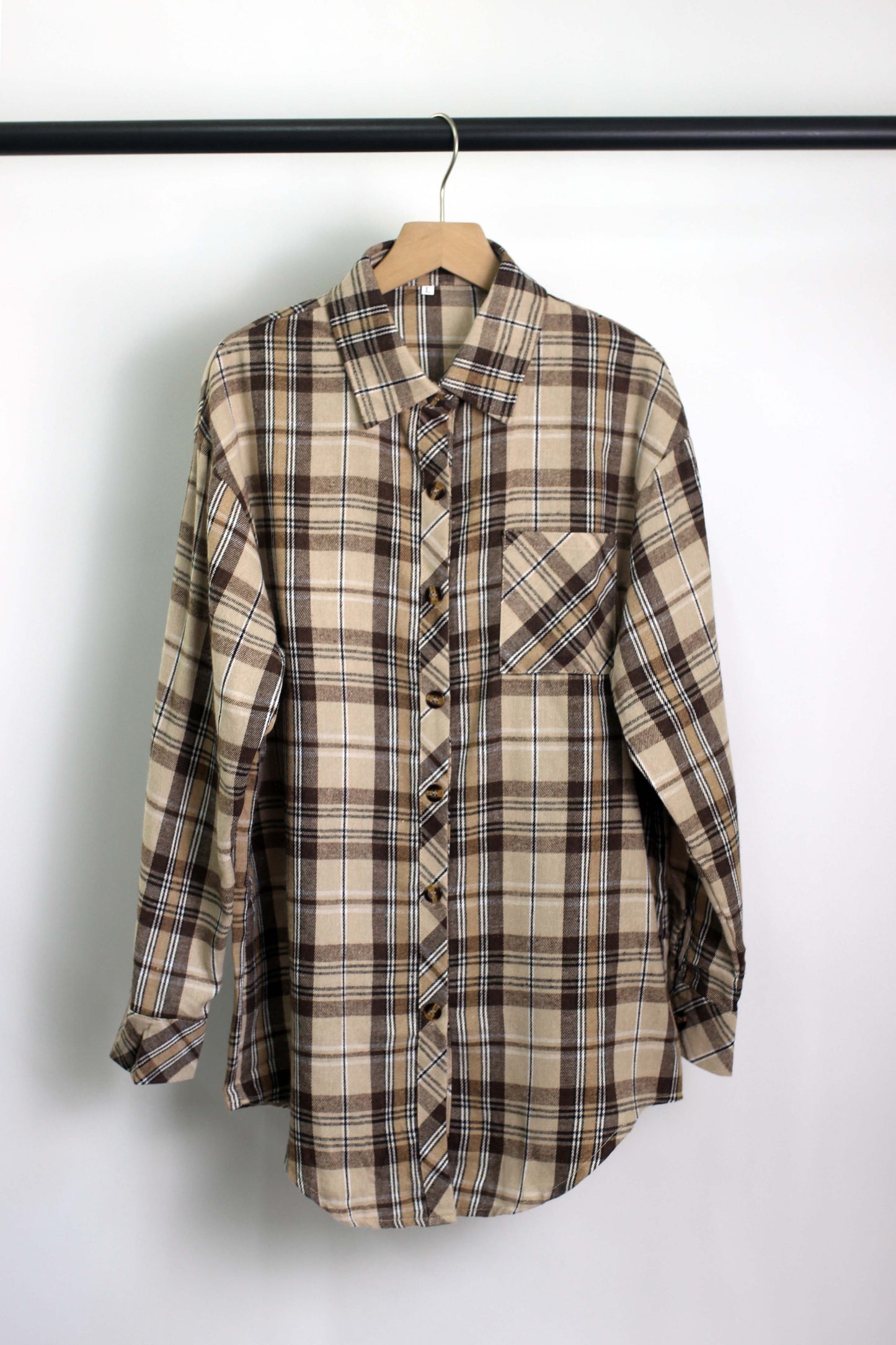 T2412MD53254 - Oversized Plaid Flannel Shirt