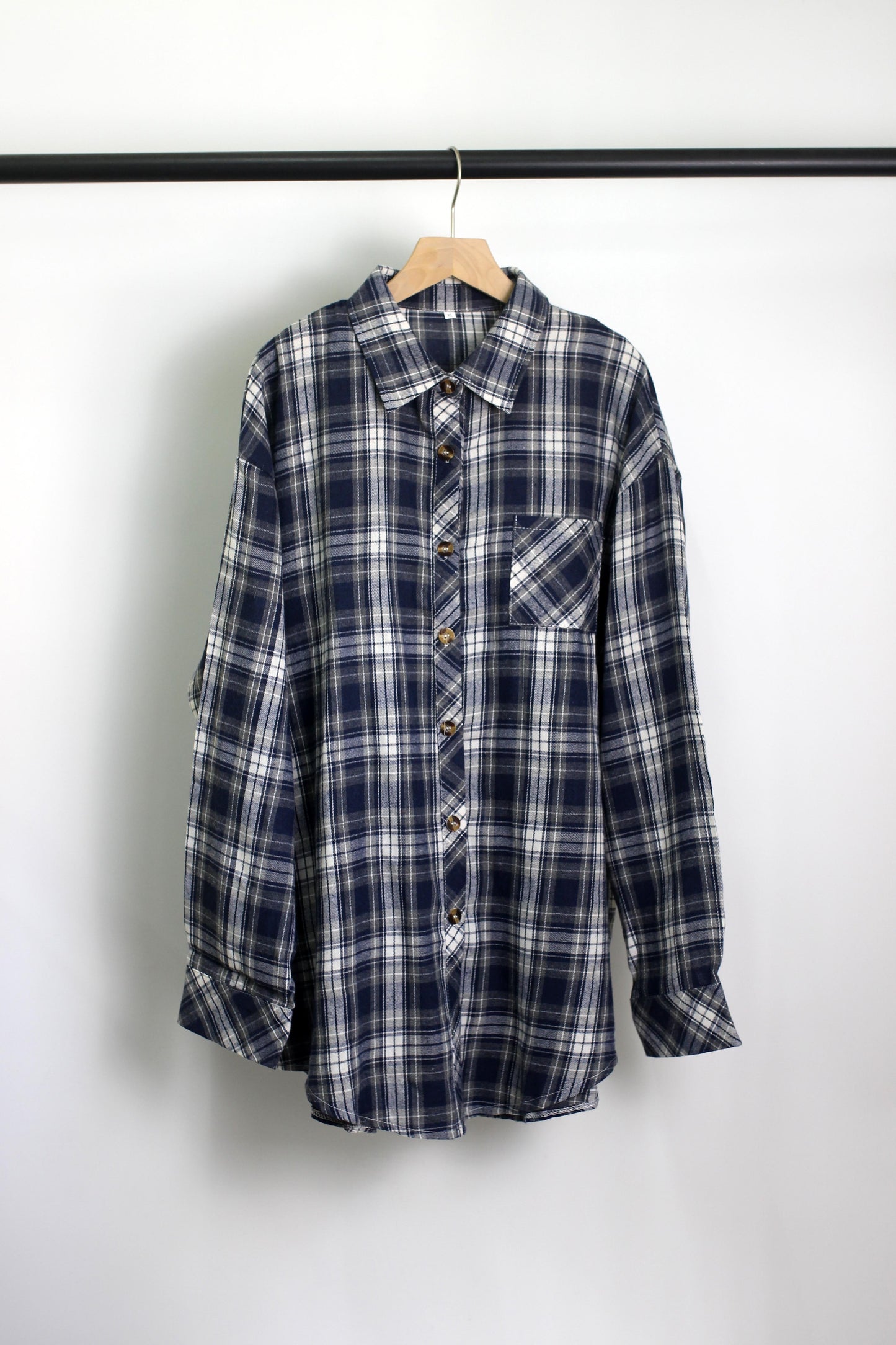 T2412MD53254 - Oversized Plaid Flannel Shirt