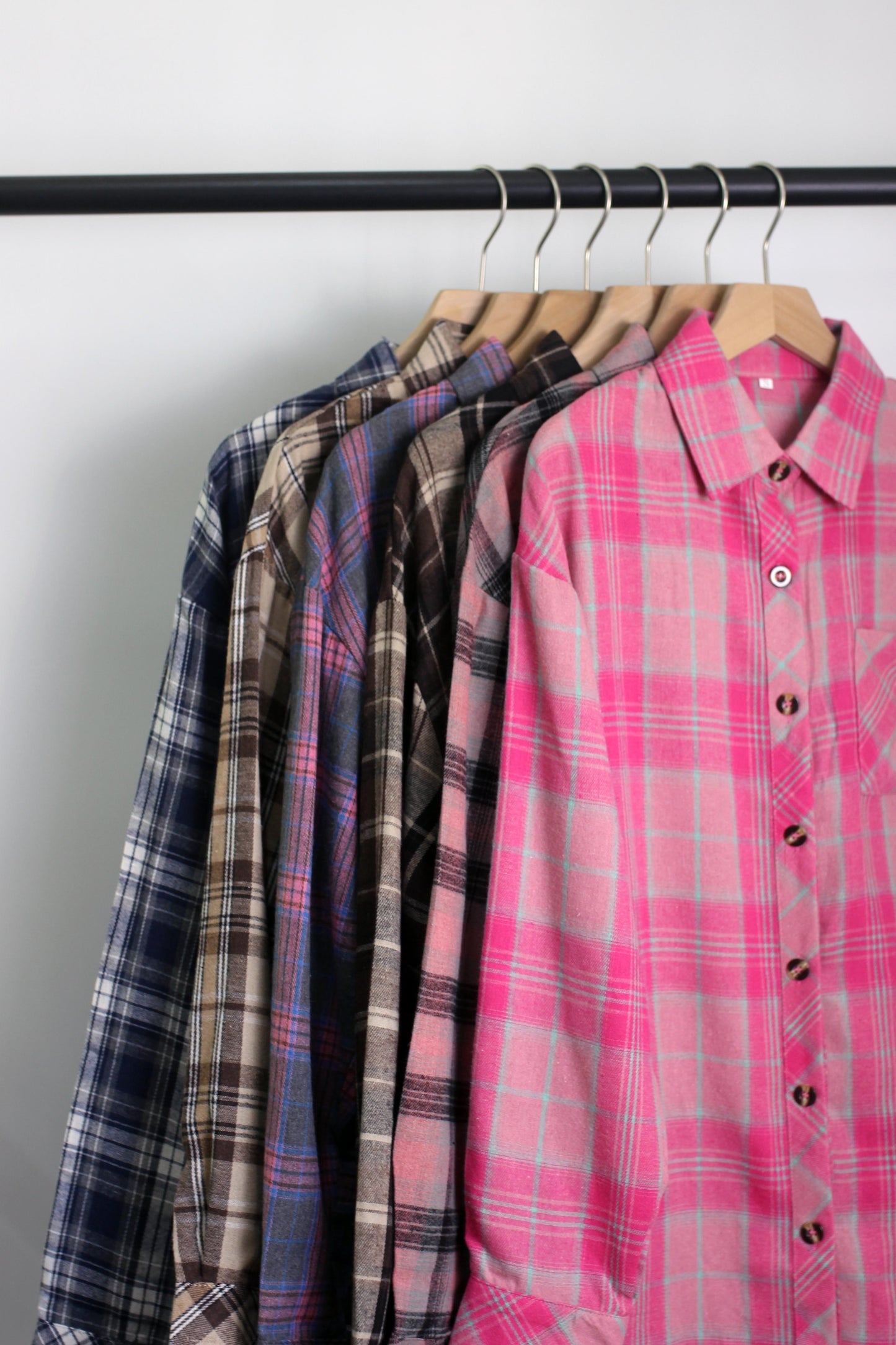T2412MD53254 - Oversized Plaid Flannel Shirt