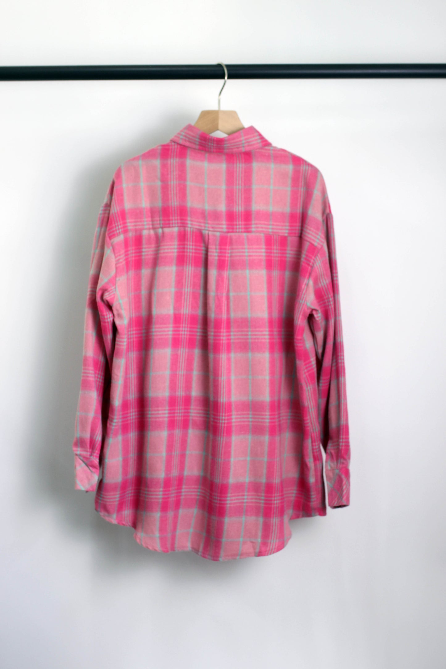 T2412MD53254 - Oversized Plaid Flannel Shirt